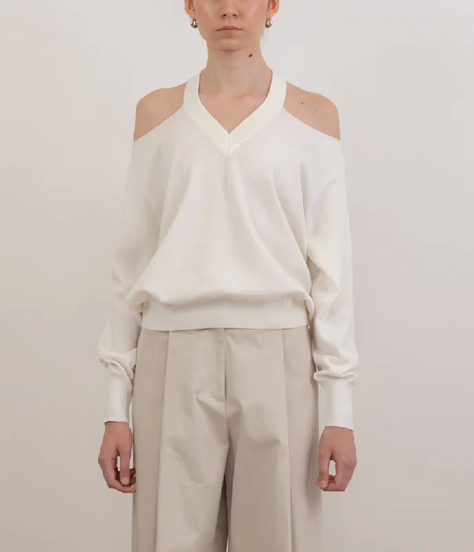Final Clearance Nude No Shoulder Sweater