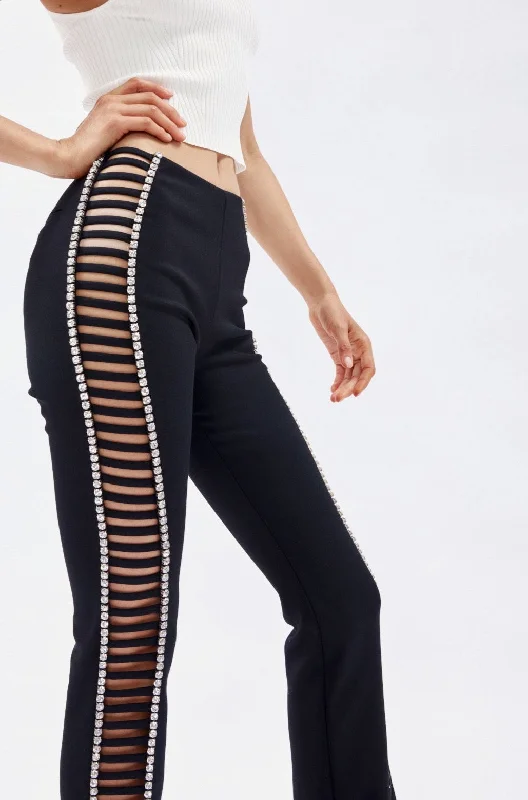 Limited Edition Slim Black Pant with Cage Strap Cutout