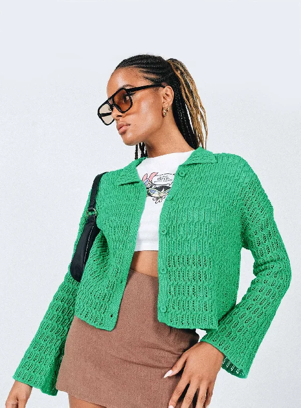 Discount Extravaganza Madyson Cable Knit Cardigan Green