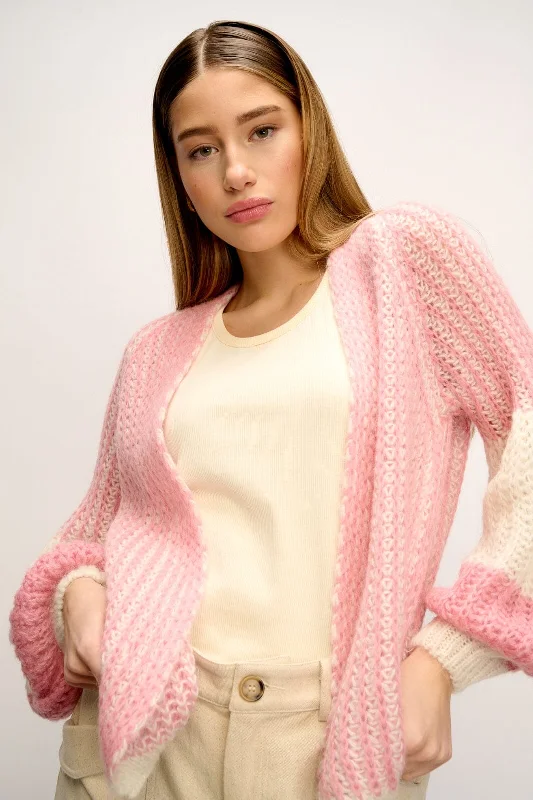 Weekend Deals That Please Noella - Liana Knit Cardigan - White/Rose