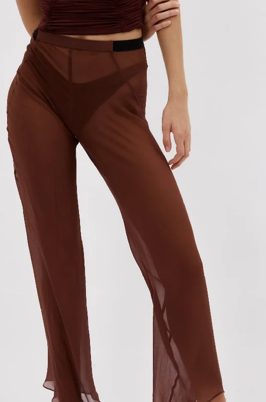 Weekend Discounts to Savor Silk Chiffon Mahogany Bias Trouser
