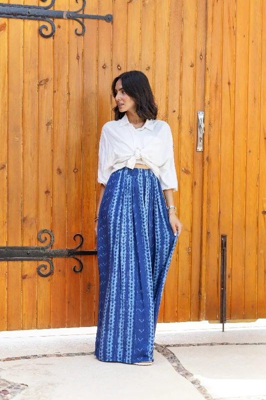 Seasonal Clearance Blue Sunlit Stroll Maxi Skirt