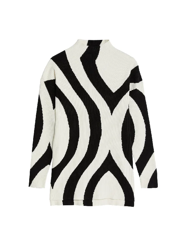 Price Rollback Patterned Funnel Neck Longline Jumper