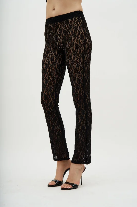 Stock Clearance Low Rise Black Lace Legging