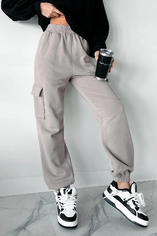 Exclusive Deal Practicing Patience Fleece Cargo Joggers (Ash)