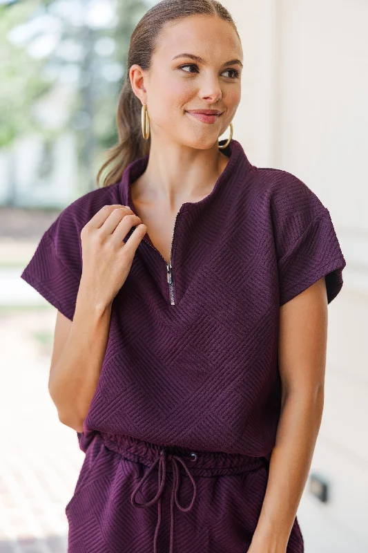 Weekend Offers That Shine Feeling The Love Mulberry Textured Top